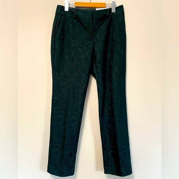Ann Taylor NWT Dark Green Lace Dress Pants Womens size 6 classy high end slim - Picture 1 of 5